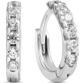 Moissanite Huggie Hoop Super Tiny Earrings, Second Hole Earrings for Women Men, 925 Sterling Silver 18K Platinum Finish, Higher Piercing/Cartilage Earrings Minimalist Jewelry, Mini Hoops