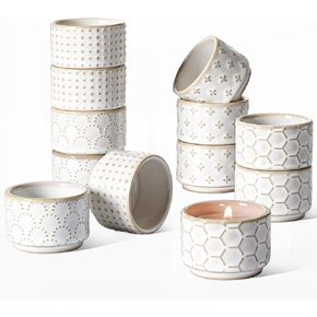 LE TAUCI Tealight Candle Holder, Ceramic Small Candle Holders Bulk,Embossed Candle Holders for Table Centerpiece, Father Day, Wedding, Gift, Home Decor, Set of 12, Arctic White