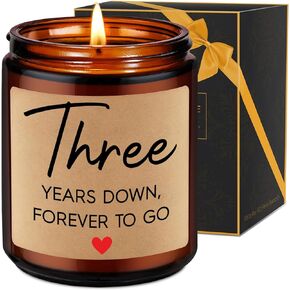 Fairy's Gift Anniversary Candle Gifts, 3 Year Anniversary Couples Gifts for Him Her Wife Boyfriend GF Husband - 3rd Anniversary Happy Gifts - 3 Year Wedding Anniversary Romantic Gifts for Couple