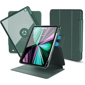 Rotatable Case for iPad Air 13 inch 2024 (M2),iPad Pro 12.9 inch (6th Gen-2022, 5th Gen-2021, 4th Gen-2020) Detachable Magnetic Attraction Case,360° Rotating,Adjustable Stand,Pen Holder,Pink