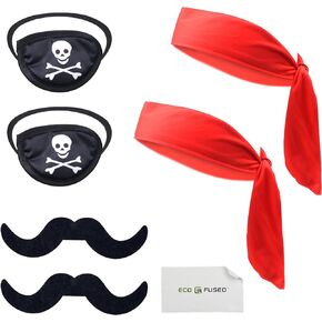 8-Piece Pirate Accessories - Cosplay Pirate Halloween Decorations - Pirate Costume Telescope, Compass, Pirate Eye Patch, Plastic Pirate Gun, Plastic Pirate Sword, Pirate Hat, Pirate Belt, Pirate Map