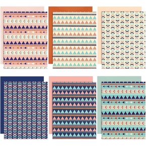 BLUE PANDA 12 Pack Geometric 2 Pocket Folders, Letter Size Pastel Folders with Pockets for Kids School, Office, 6 Designs, 6 Solid Colors (9.25 x 12 in)