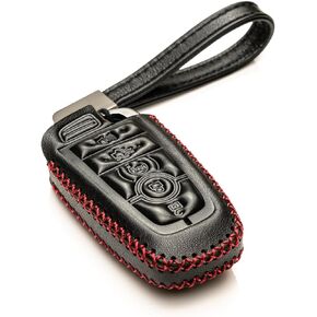 Vitodeco Genuine Leather Smart Key Fob Case Compatible with Lincoln Aviator 2020-2024, Lincoln Corsair 2020-2024, Lincoln Nautilus 2020-2024, Lincoln Navigator 2020-2024 (5-Button, Black)