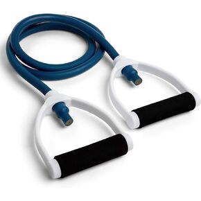 Champion Sports Resistance Tube Bands for Men and Women, Durable Stretch Fitness Band for Strength Training, Stretching, Rehabilitation - Premium Home Workout Equipment - 90 Lbs Resistance Tubing-Blue