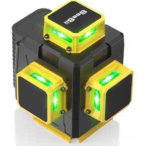 Seesii 3D Laser Level with Pulse Mode - Outdoor 200 ft 12 line Green Beam Self-Leveling Laser Level 3x360° Green Laser Level for Construction/DIY/Picture Hanging/Digital Display/Remote Control LL018