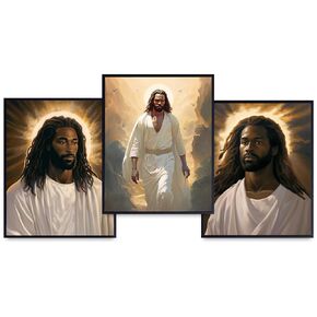 masculine Christian Gifts for African Americans - Jesus Christ Wall Decor Poster for Black Man, Black women, Black Men - Religious Black Wall Art for Bedroom - Blessed Scripture Inspiration Wall Decor