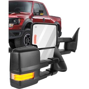 ECCPP Tow Mirrors Towing Mirrors Compatible with 2003-2006 for Chevy Silverado for GMC Sierra Pickup All Models with Left Right Side Power Heat LED Turn Signal Running Light Black Housing