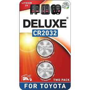 Key Fob Replacement Battery for Toyota CR2032 (RAV4 Camry Corolla Highlander Prius Sienna Tacoma Tundra 4Runner Avalon CHR Sequioa Supra GR86) Smart Remote (Pack of 2)