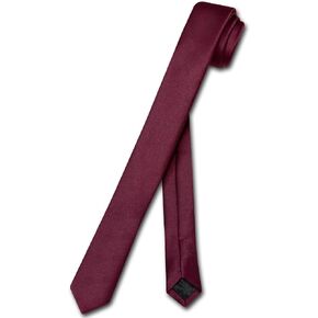 Vesuvio Napoli Narrow NeckTie Extra Skinny BURGUNDY Men's Thin 1.5" Neck Tie
