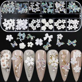 3D Bow Knot Little Bear Nail Art Charms Diamond for Nails Decoration Half Round Nail Flatback Gem Crystal Rhinestones for Nail Design Charms DIY Crafts (Colorful)