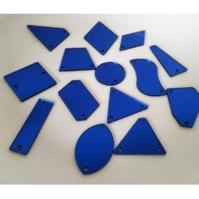 Round Dark Blue DIY Mirror Beads,Sew on Acrylic Mirror,Acrylic Sew on Rhinestones Flat Back Sew-on Stone, Sew On Acrylic Mirror Pieces (Dark Blue, Round 25MM)