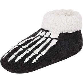 Women Skull Slipper Fuzzy Plush Moccasin Slipper Boots Socks Breathable Ankle Boot Warm Shoes Memory Foam Bootie Cozy Bottom Footwear for Bedroom Home House Indoor Outdoor Winter