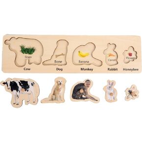 Adena Montessori AInteractive Animal Puzzle Set: Discover The World of Animals and Their Diets PuzzleToys for 2 Years Old Toddler Infant