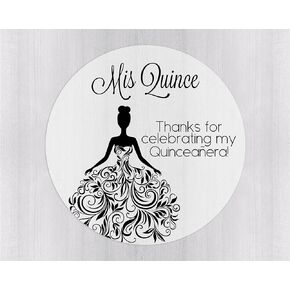 40ct Quinceanera Stickers, Mis Quince, Spanish or English Stickers for 15th Birthday (027-E-PN-C) (English-Pine-Clear)