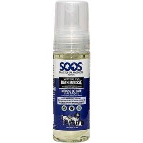 Soos Pet Bath Mousse Waterless Cat and Dog Shampoo Natural Dead Sea Minerals Cleans Dirty Paws Bellies Provides Smoothness Shine Thickness Polish for Pets and Small Animals - 1 Pack (160 ml)