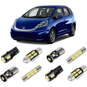 White Interior LED Lights Kit for Honda Fit Jazz 2006 2007 2008 2009 2010 2011 2012 2013 2014 Super Bright 6000K LED Interior Light Bulbs Package + License Plate Lights and Install Tool