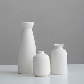 Distressed Ceramic Vase Set of 3, Modern Bohemian Farmhouse Home Decor, Pampas Grass Dried Flowers Vases for Living Room, Dining Room, Bedroom, Kitchen, Bathroom, Office, Entryway (Beige)