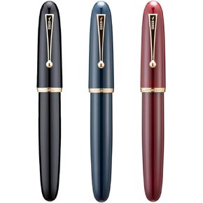 3PCS Assorted Colors Jinhao 9019 Fountain Pen Set, Size 8 Extra Fine Nib Classic Design Smooth Writing Pen with Large Capability Converter (Gold Trim)