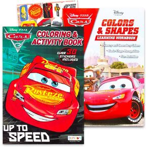 Disney Cars Coloring Book Bundle (Coloring Activity Set Featuring Lightning McQueen) (Blue)