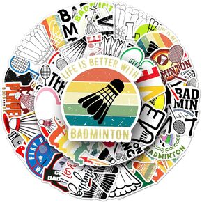 Badminton Stickers Pack, 50PCs Athletic Sports Stickers, Vinyl Decals, Stickers for Hydro Flask, Laptop, Water Bottle, Gift Stickers for Kids, Toddlers, Teens, Party Favors (Badminton)