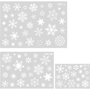3pcs Christmas Snowflake Stencil Template, Reusable Snowflake Stencils Christmas Painting Template Christmas Decoration Stencils for Painting on Wood Xmas Craft Cards Windows Wall (3 Size)