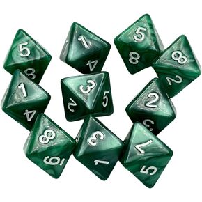 D8 Polyhedral Dice Set - 8-Sided Dice with Numbers | Ideal for Board Games, Classroom Activities, Party Table & Gaming Fun (10-Pieces, Color: Green, Size: 1.6cm/0.63in) in Saudi Arabia