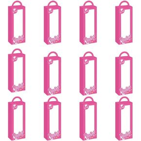 Namhcir 12PCS Hot Pink Party Favor Boxes, Pink Doll Gift Goodie Bag Candy Box with Handle for Girls Women's Party, Wedding, Anniversary, Christmas