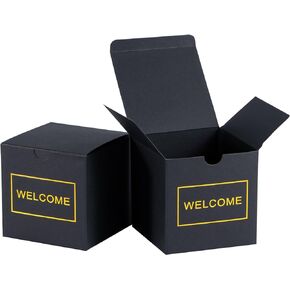 NIGNYA Small Gift Boxes 50 Pack 4x4x4 inches Welcome Black Gift Boxes with Lids for Wedding Party Favor, Ornaments, Bridesmaid Proposal, Bakery Cookies,Candle Boxes Packaging ,Gifts, Crafting,Cupcake