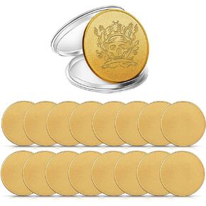 Ickimee 16 Pcs 40mm Solid Brass Challenge Coin Blanks with Acrylic Display Box, Threaded Edged Metal Circles, Ideal for DIY Crafts, Laser Engraving, Metal Stamping, Commemorative Collection Supplies