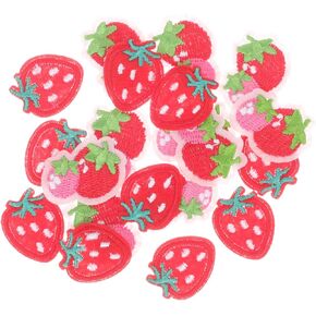 COHEALI 20pcs Strawberry Costume Fruit Embroidered Patches Kids Iron on Patches Strawberry Clothing Patches Girls Sewing Patches Sew on Badges DIY Non-Woven Fabric Material Cute