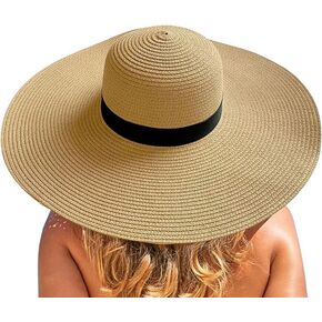 Women's Beach Sun Hat | Garden Hat | Floppy Wide Brim | Stylish and Functional Summer Hat | Sweat-Wicking Band | Adjustable Band | Straw, Light Tan/Natural