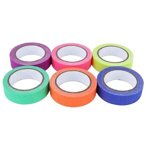 6Pcs Fluorescent Cotton Cloth Tape, High Viscosity Adhesive Tape, 6 Colors Stage Performance Prop, Widely Used for Household Life, Warnings