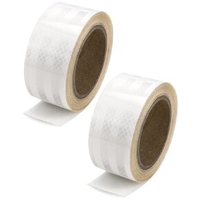 QWORK Reflective Tape for Vehicles, 2 Pack 5cm*10M (2in x 32ft) Waterproof Reflective Tape Self-Adhesive Safety Tape for Car Truck Motorcycle Trailer Camper Bike Stroller at Night (Silver)
