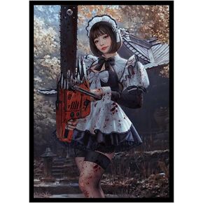 Fantasy North - Akako - Chainsaw Maid - 100 Smooth Matte TCG Trading Card Sleeves - Anime - Fits Magic MTG Commander Pokemon and Other Card Games - Playing Card Sleeves