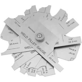 Fillet Weld Gauge, 7Pcs Fillet Welding Inspection Gage Set Stainless Steel Test Gauge Ulnar Metric & Inch - Perfect for checking Leg Length and Throat Thickness for Professional Welders