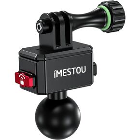 iMESTOU Sports Camera Riding Mount with 1/4 Screw for Insta 360 Action Camera Installing and 1“ Ball Head 360° Adjustable Fits for RAM 1" Ball Bike Phone Mounts