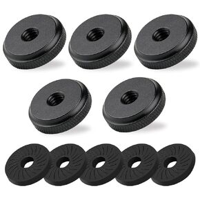 1/4" Female Thumb Nuts with Rubber Pads, 5pc Thumb Wheel Lock Nut Adapter, Anti-Slip Rubber Washers with 1/4" Screw Hole for Attach The Camera to Tripod