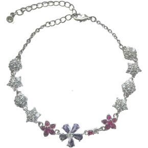 Brand's Innovative Design Bracelet Pink Flower Colorful 18K Gold Artificial Diamond Bracelet Handmade Diamond Bracelet Fashionable Gemstone Bracelet Festival Gift Bracelets For Women