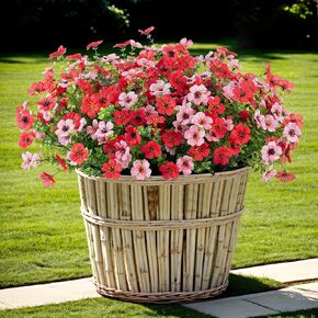 Artificial Fake Plants Flowers for Outdoor Spring Summer Decor, 12 Bundles Faux Silk Daisy for Planter Pot Colorful UV Resistant Look Real for Front Door Porch Patio Outside Yard(Red Pink)