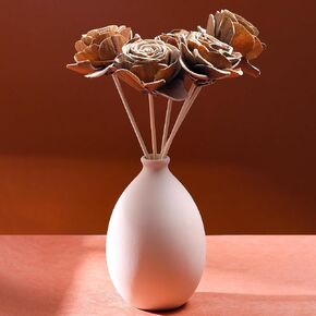 Hotop 5 Sets 5th Year Anniversary Wooden Rose Bouquet Artificial Wood Flower with Sticks Wedding Party Gift Label with Twine for Couple Gifts Women Home Centerpieces DIY Decoration