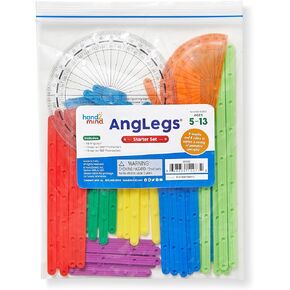 hand2mind AngLegs Starter Set with 2 Protractors, Geometry Manipulatives, Geometric Shapes for Classroom, Montessori Math Materials, Math Teaching Tools, 4th Grade Math Manipulatives for Kids