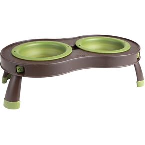 Dexas Popware for Pets Double Elevated Pet Feeder, Large, Gray/Green