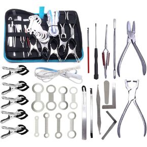 Woodwind Instrument Repair Tool Saxophone Pad Leveling Tool Key Cover Adjustment Repair Kit with Spring Needle Removing Pliers Spring Hook Stainless Steel Pack of 26 Pieces