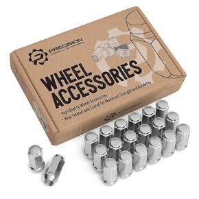 20pcs Chrome Bulge Lug Nuts - 9/16-18 Thread Size - Conical Cone Taper Acorn Seat Closed End Long Extended - 1.8 inch Length - Installs with 19mm or 3/4 inch Hex Socket - Compatible with 5Lug Wheels