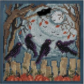 Ravens Beaded Counted Cross Stitch Kit MH144204 Mill Hill Buttons & Beads 2014 Autumn