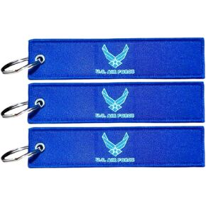 US Air force wings Flag Keychain Tag with Key Ring - Keys, Cars, Motorcycles, Backpacks, Luggage and Gifts - EDC (3 Pack)