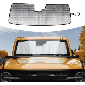 JWWY Windshield Sunshade Window Sun Shade for 2021-2024+ Ford Bronco Accessories,Foldable Sun Shield Upgrade Reflective Polyester Cover Block Heat and Block UV Rays