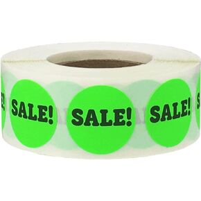 Sale Stickers Fluorescent Green 3/4 Inch Round Circle Dots 500 Total Labels