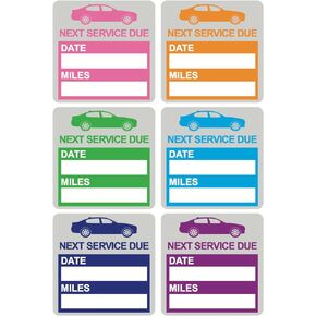 2x2 inch Oil Change Stickers 60 Labels Oil Change Service Reminder Static Cling Stickers 6 Colors