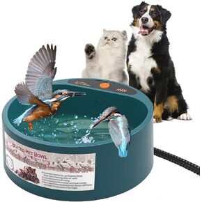 Heated Pet Bowl Auto-Fill Water Intellectual Temperature/Level Control 2.2L Heated Dog Bowl Automatic Waterer for Dogs, Cats, Chickens, Rabbits